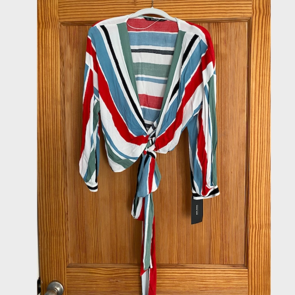 ZARA Multi Colored Wrap Top - Picture 3 of 6